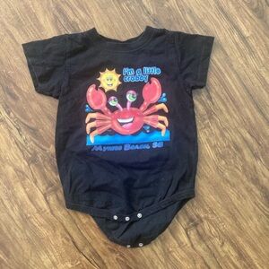 Rabbit Skins Black Kids Onesie with Red Crab Graphic